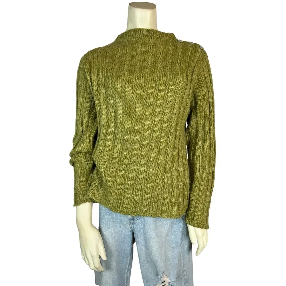 Oona New England green Sweater Acrylic Mohair Gorpcore Casual Ribbed Twee